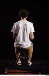 Whole Body Man White Shirt Trousers Slim Sitting Studio photo references